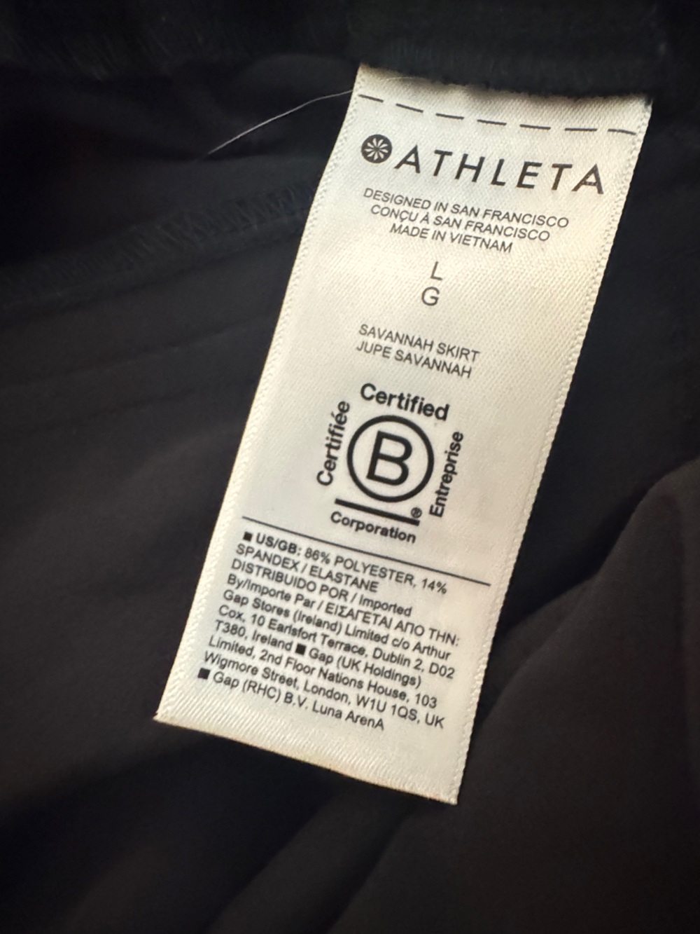 Athleta Savannah Skirt Black Midi Elastic Waist Travel L Large EUC - Picture 7 of 7